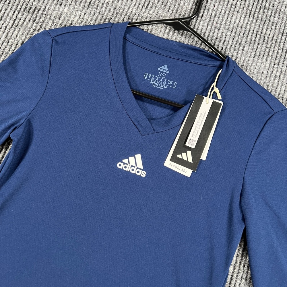 Adidas Shirt Womens XS Extra Small Blue Solid Long Sleeve AEROREADY Training New